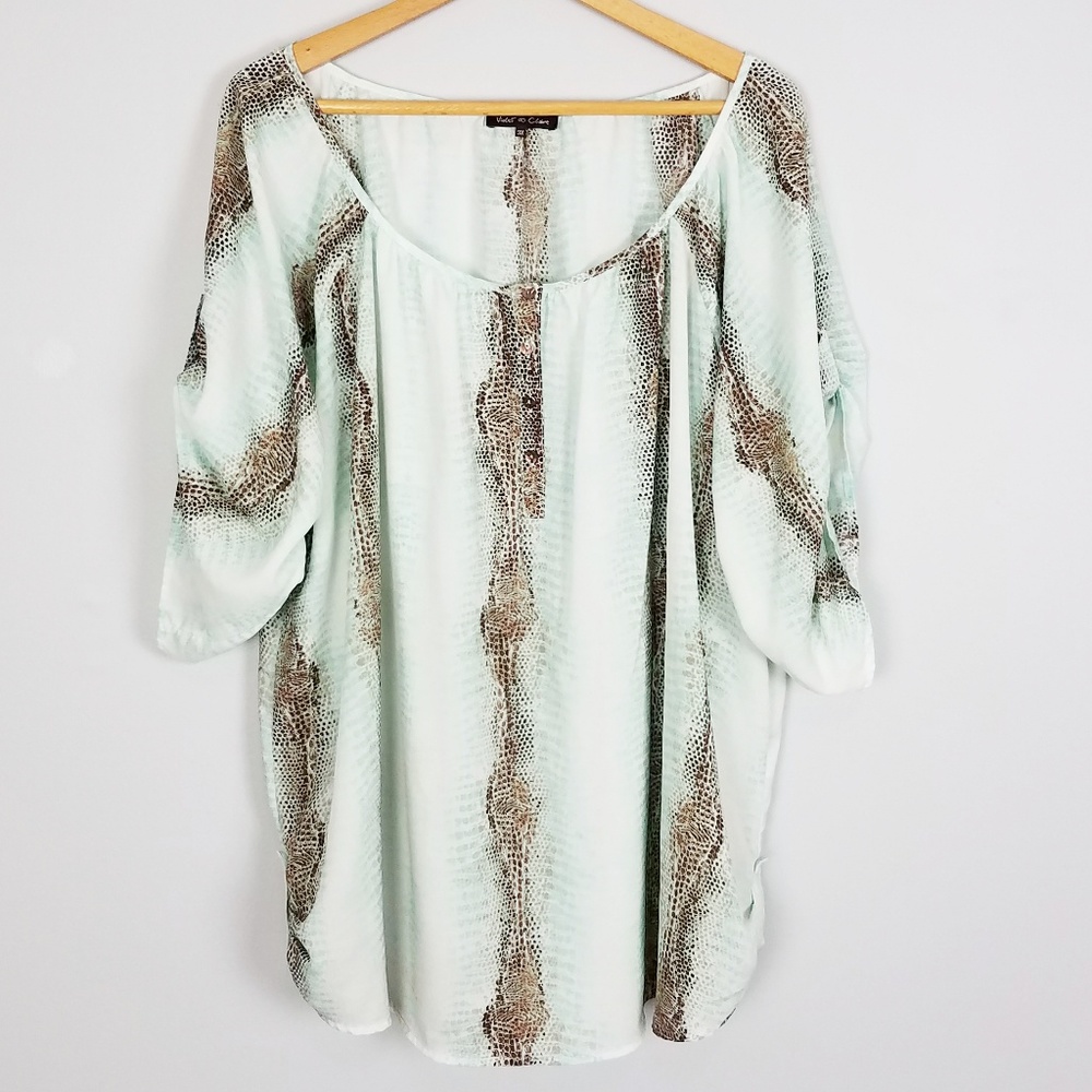 Violet & Claire Top Snake Skin Print Plus Size 3x